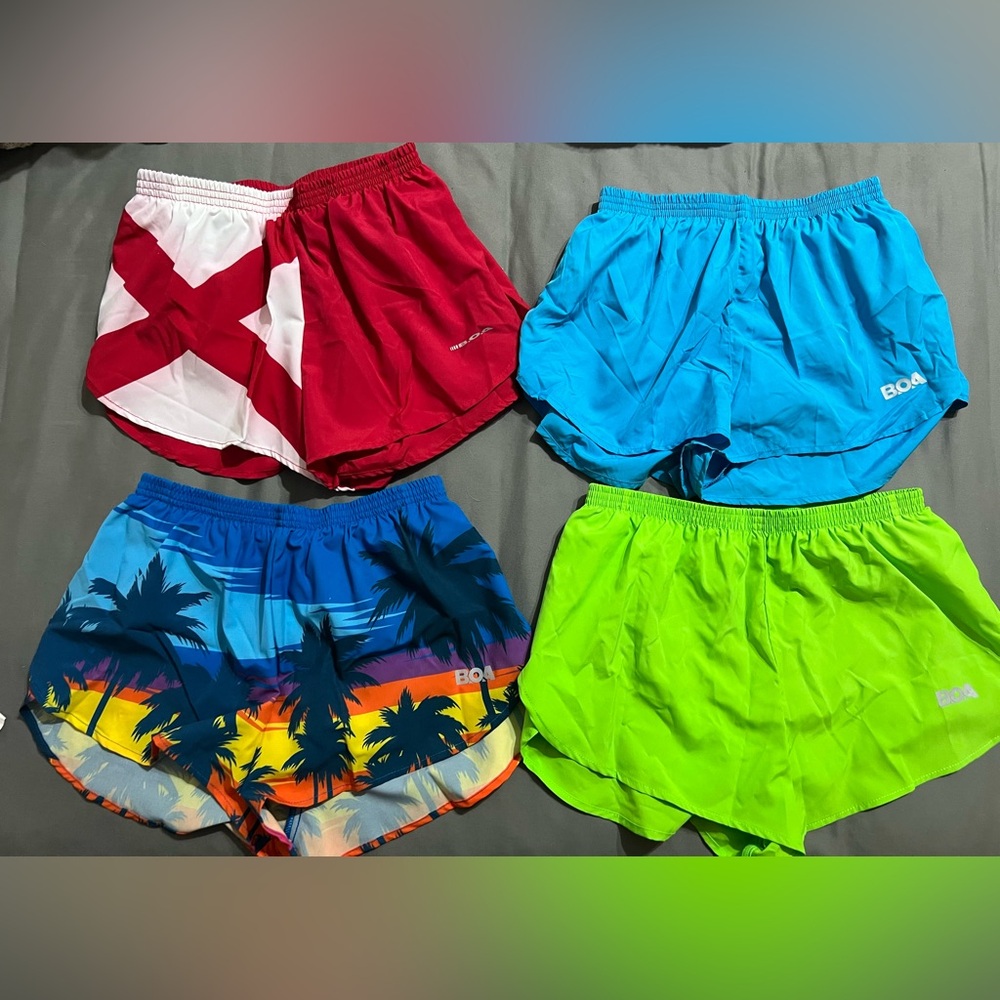 BOA Women's 1in Elite Split Athletic Shorts - Red, Blue, Green, and Multicolor